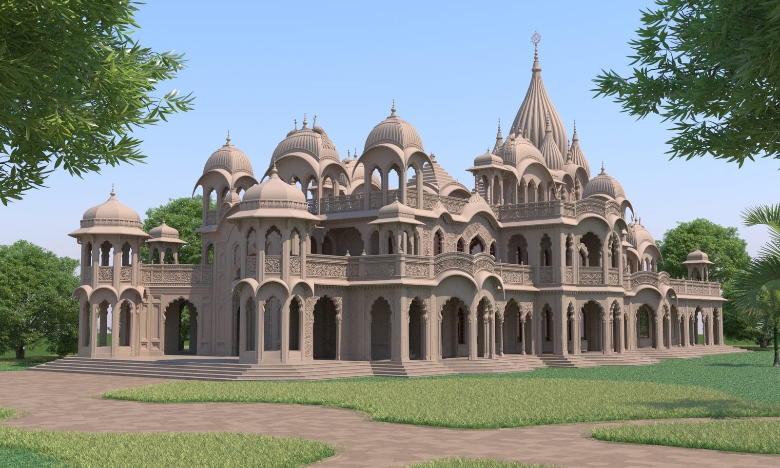 Temple design, side view